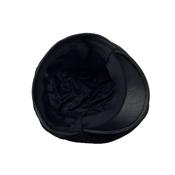 Black Real Sheepskin Leather Flat Cap Men's Newsboy Hat Cabbie Beret S-X… - Picture 7 of 8